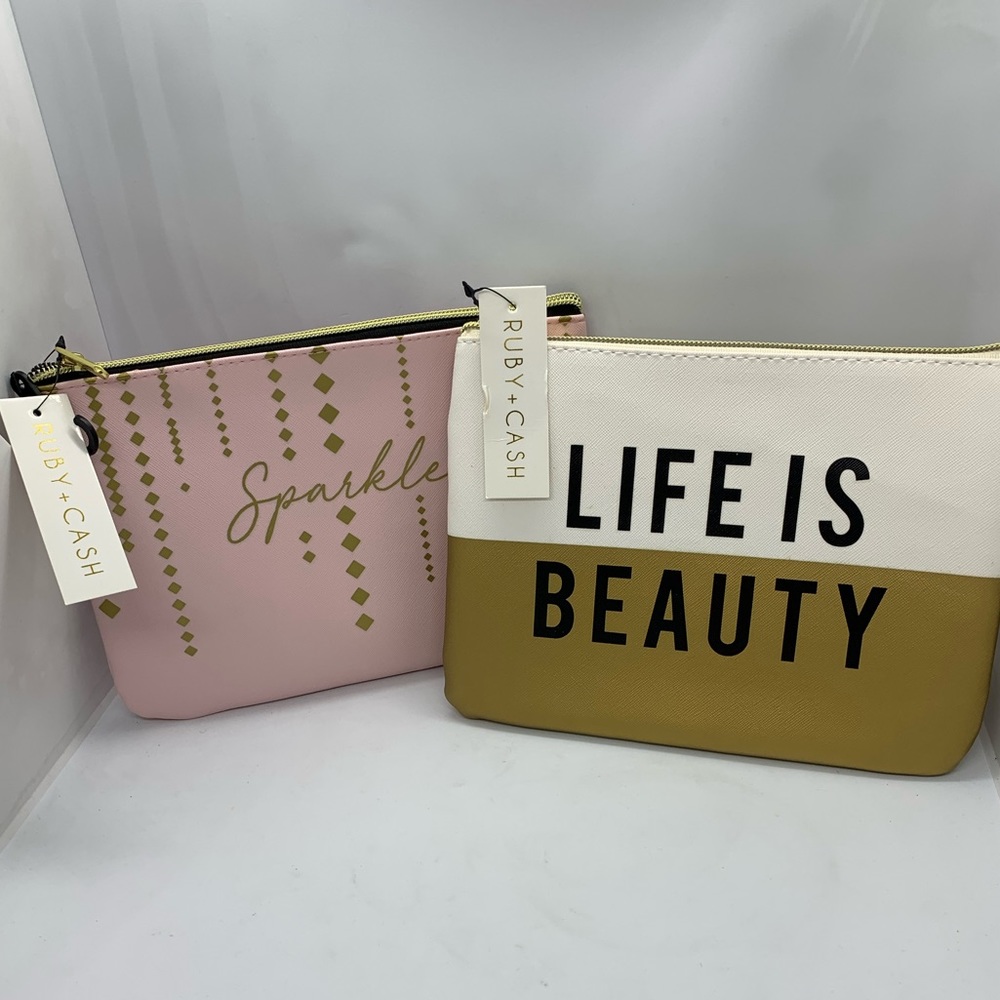 Lot of 2 Ruby + Cash Makeup Pouch Bags NWT